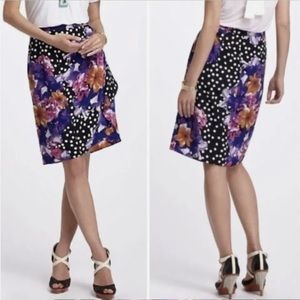 Yoana Baraschi Anthropologie Floral Polka Dot Pencil Skirt Women’s 2 Purple